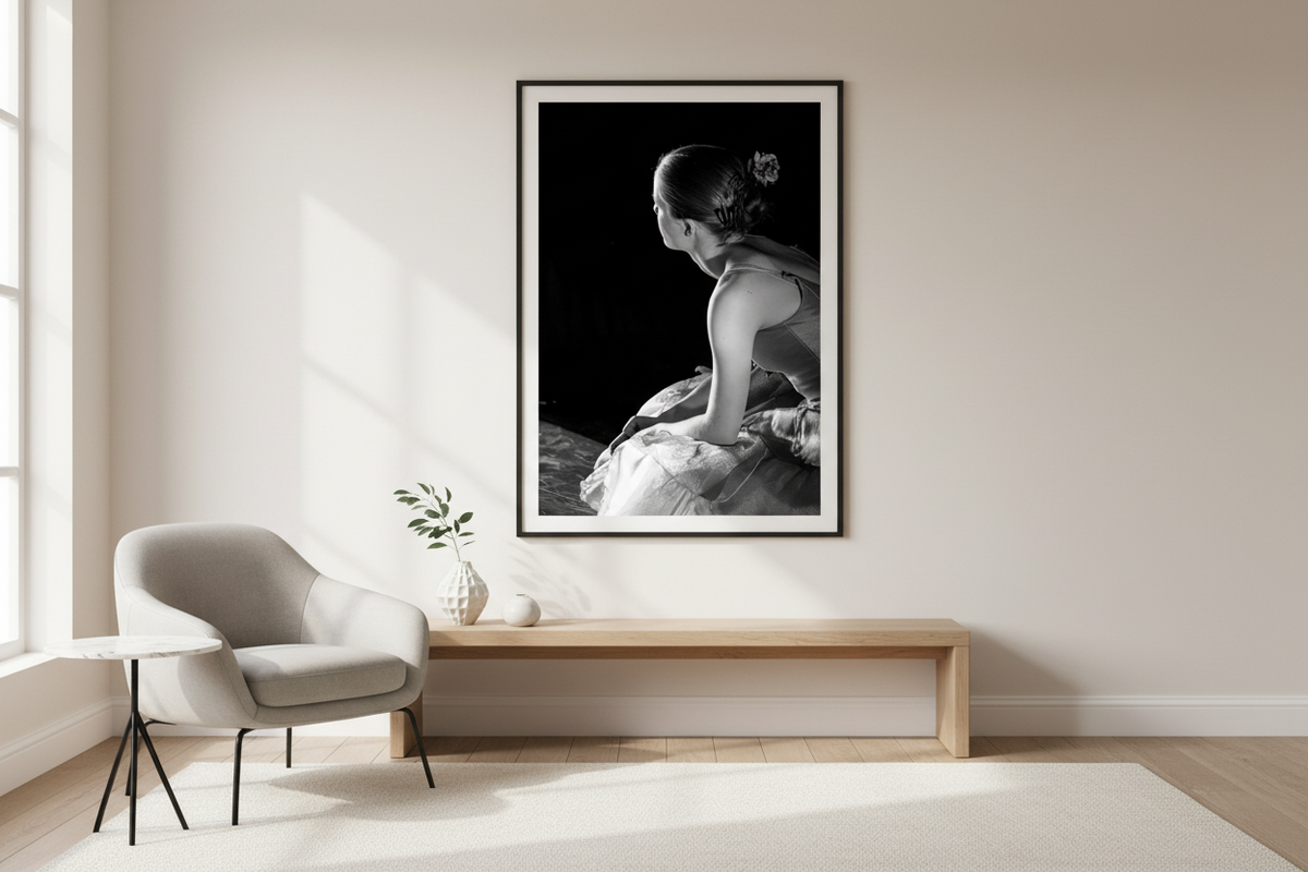 Expectation fine art print displayed in an elegant living room