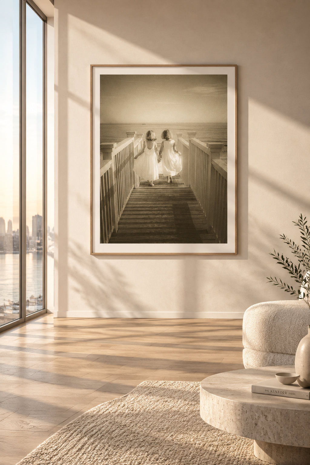 Best Friends fine art print displayed in a living room