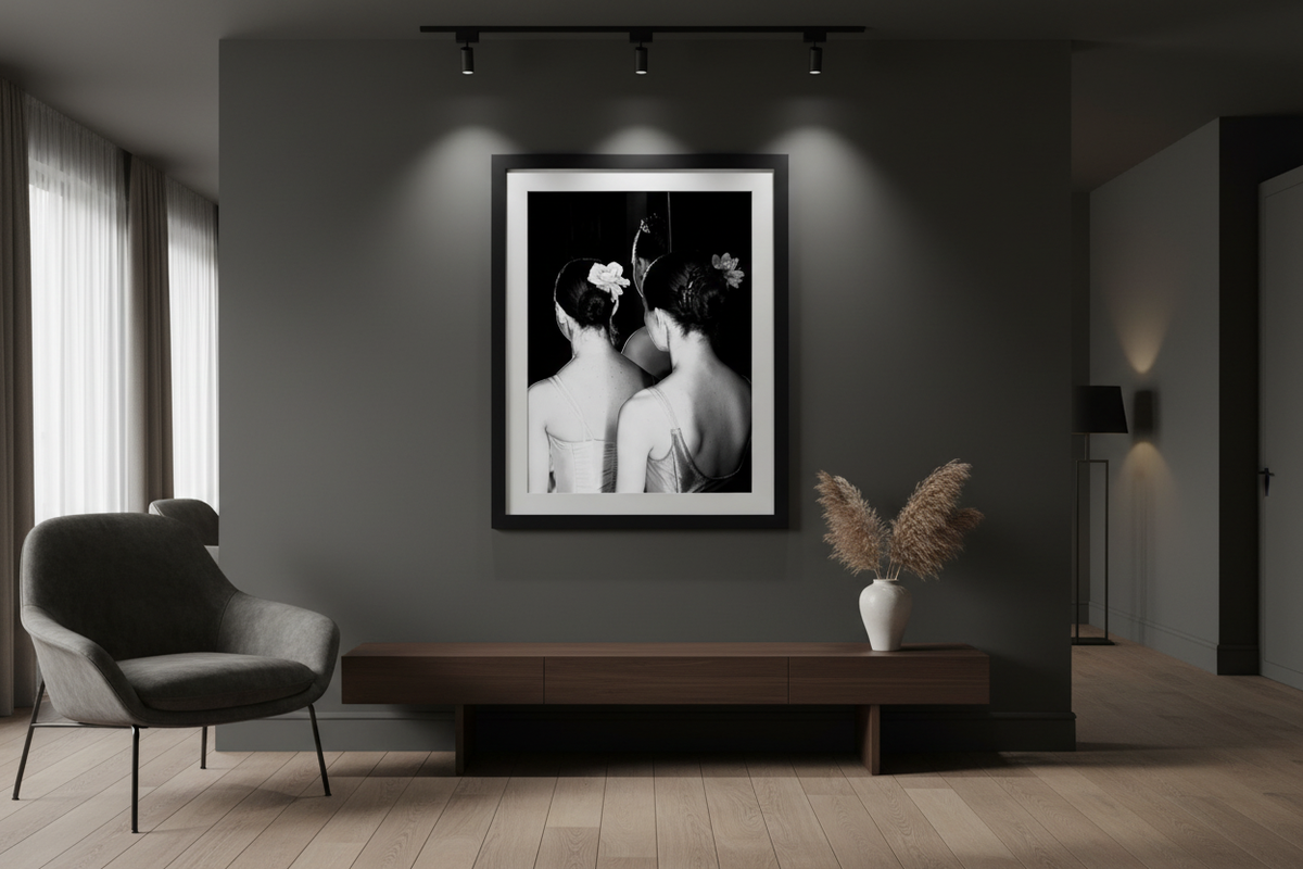 In the Wings fine art print displayed in a modern home