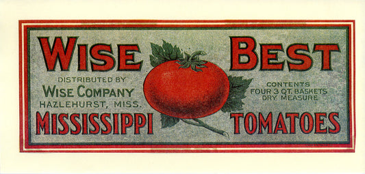 WISE BEST Tomato Crate Label